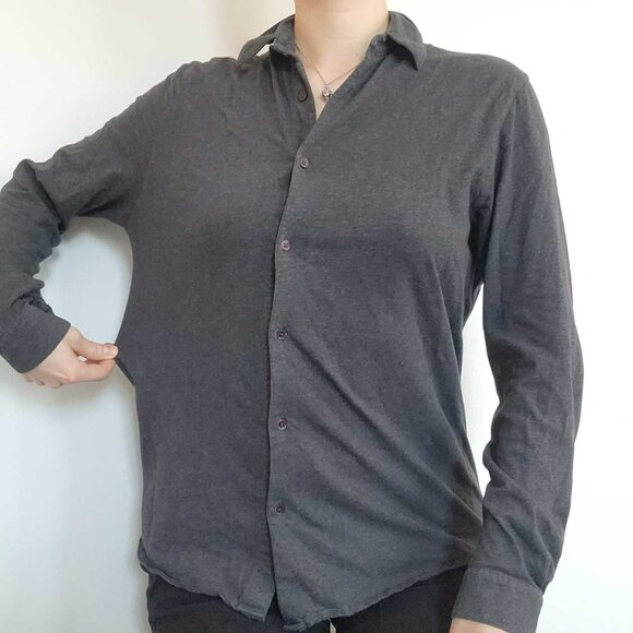 Vintage 90s classic basic grey cotton button-up shirt for work / office - Picture 3 of 16